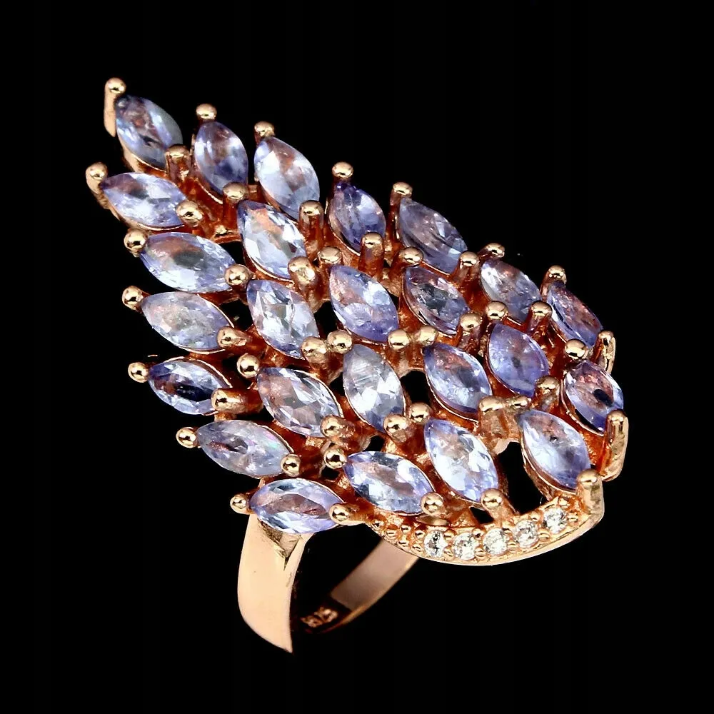 Srebrny pierścionek tanzanity naturalne r11