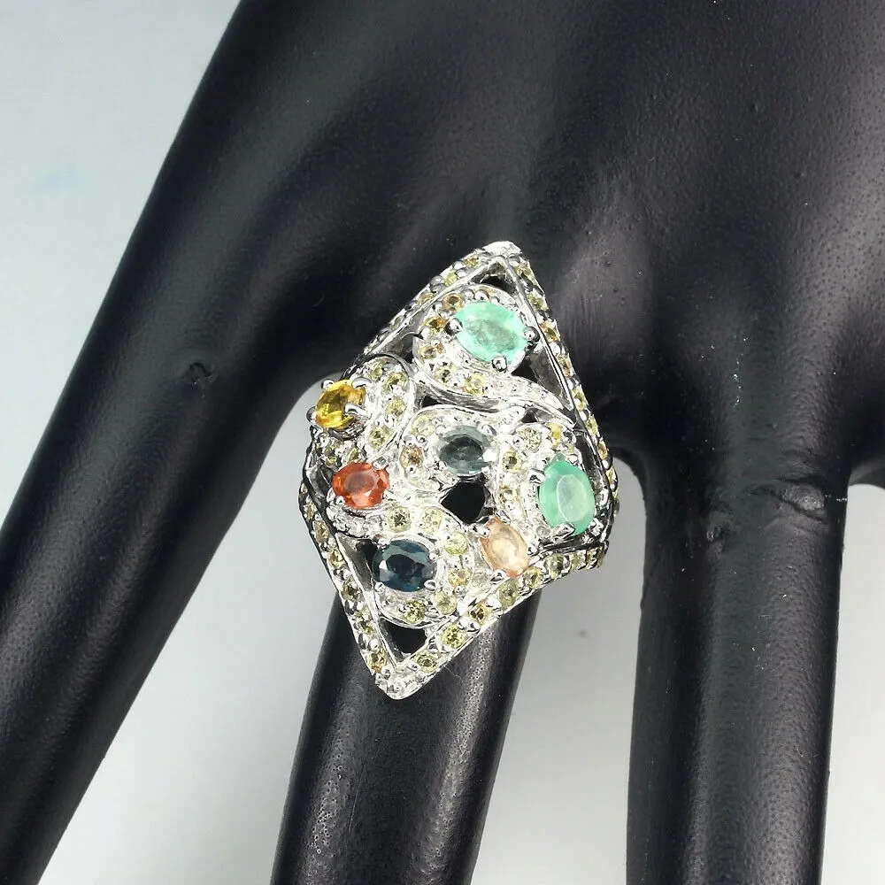 Pierścionek naturalny 925 srebrny szafiry 18