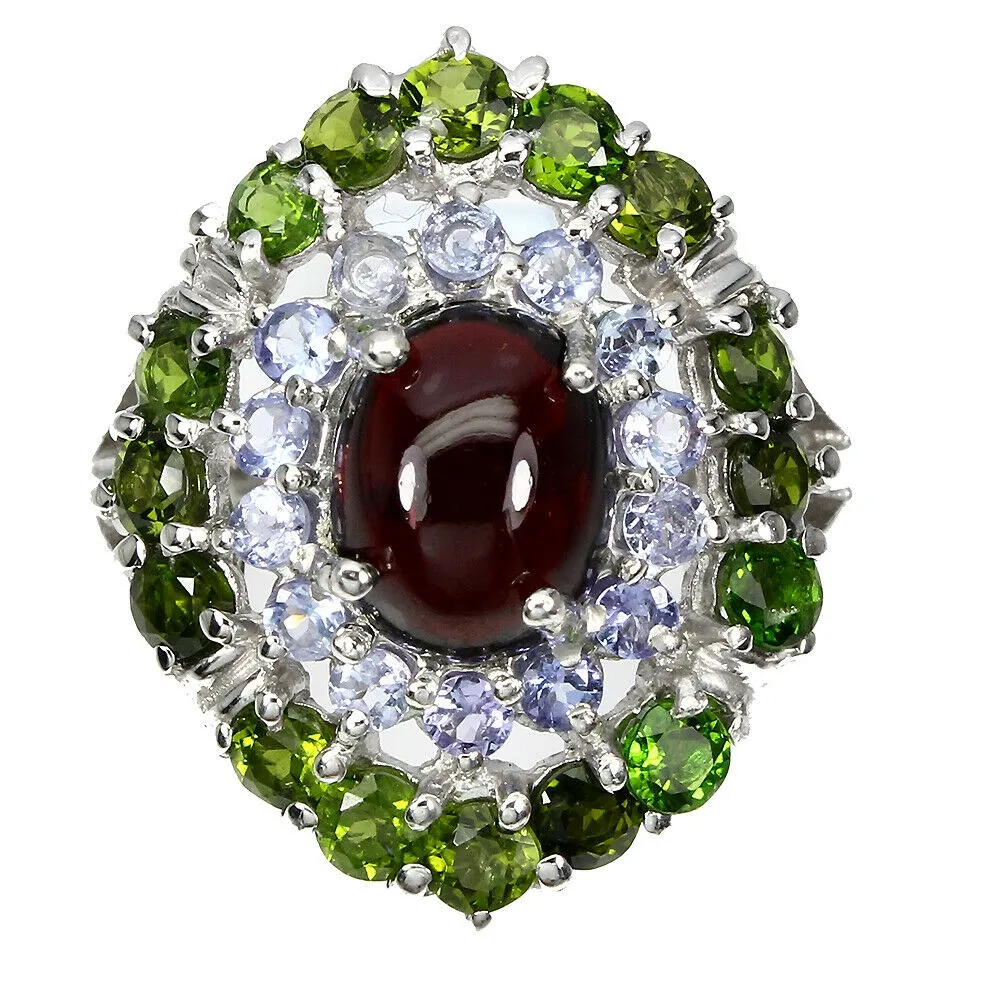 Srebrny pierścionek opal tanzanity 925 r 18.5