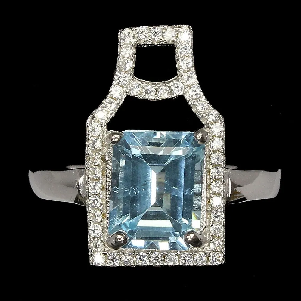 Pierścionek 925 srebrny Sky Blue Topaz r 14 3