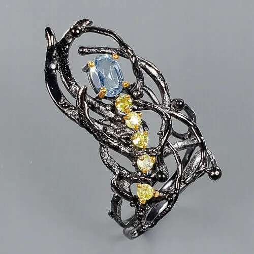 Artystyczny pierścionek natural oliwiny topaz r13