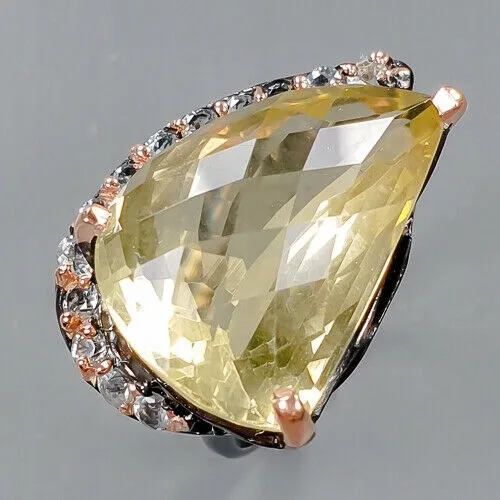 Artystyczny pierścionek 12ct lemon kwarc r17 topaz