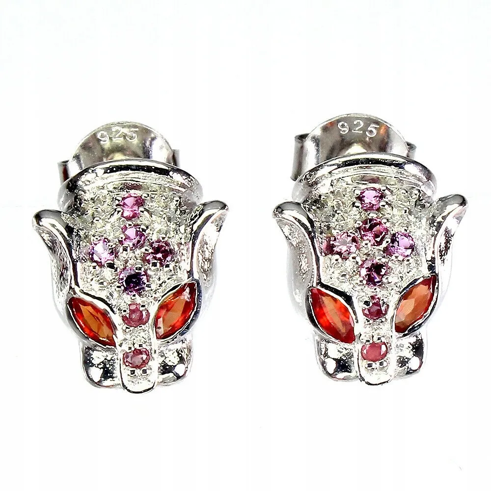 Srebrne kolczyki naturalne szafiry granat tygrys 3