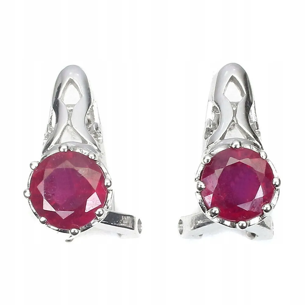 925 Delikatne srebrne kolczyki 1 naturalne rubiny