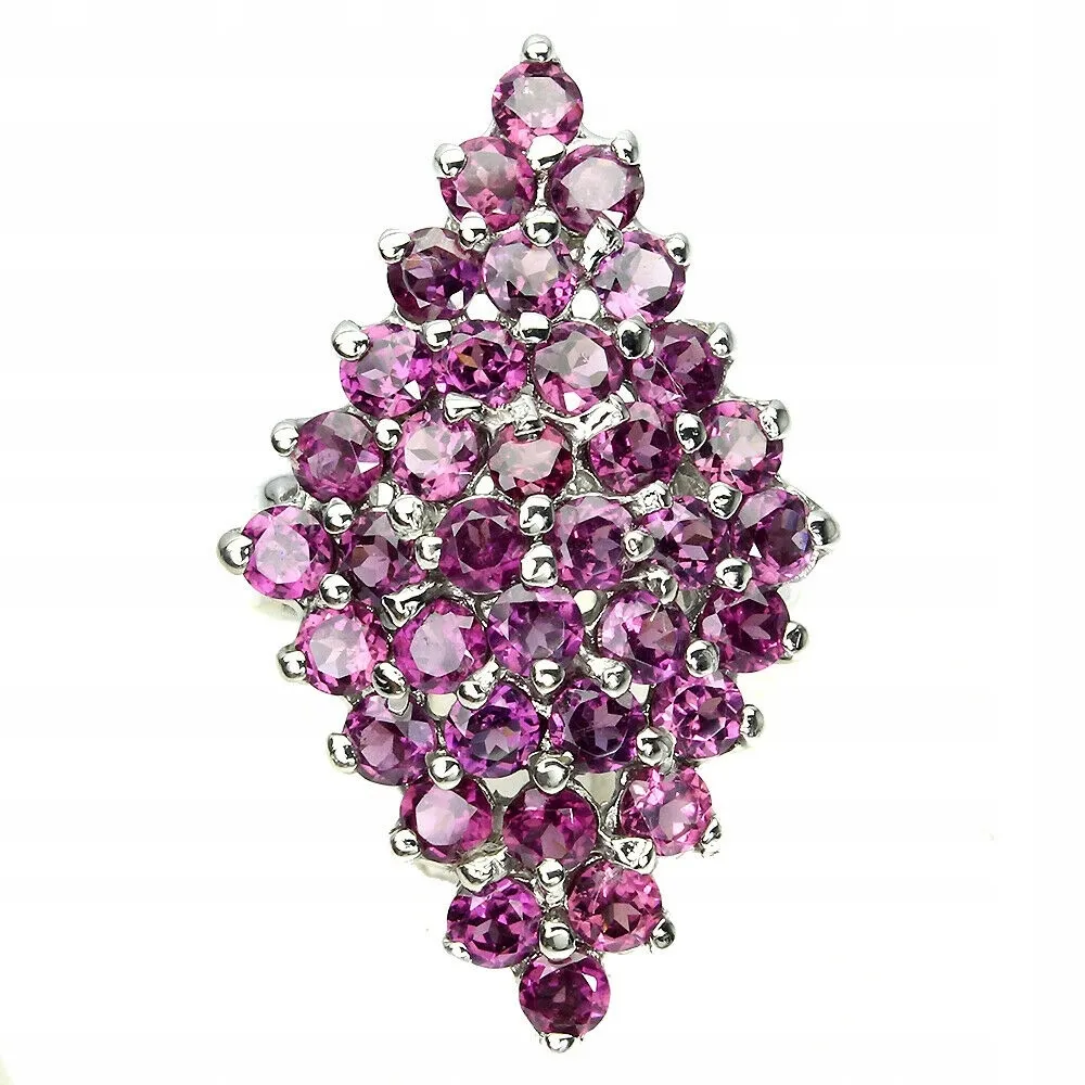 Pierścionek r 16 naturalne granaty rodolity srebro