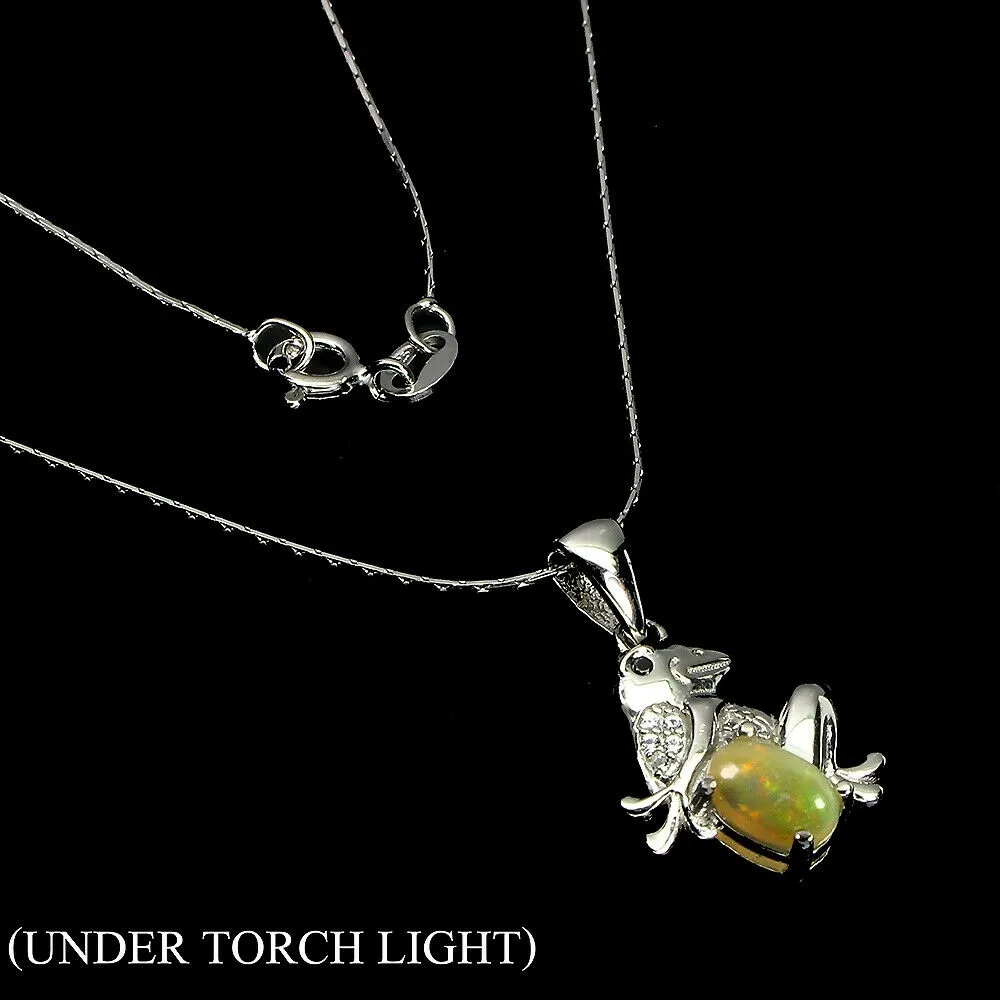 Naszyjnik żaba naturalny topaz ognisty opal spinel