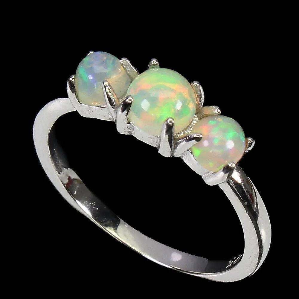 Srebrny delikatny pierścionek opale ogniste r 14