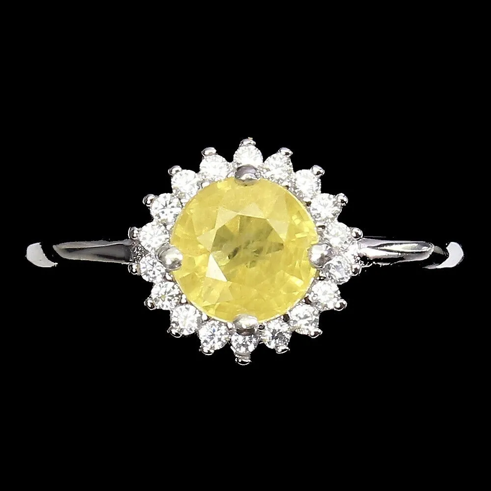 Pierścionek srebrny naturalny szafir żółty r 12