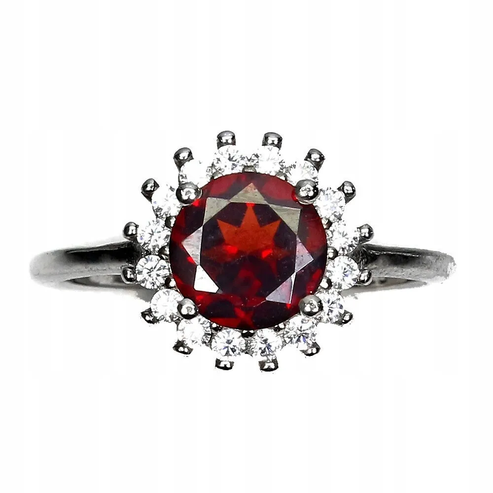 Pierścionek 925 naturalny granat r 12 delikatny