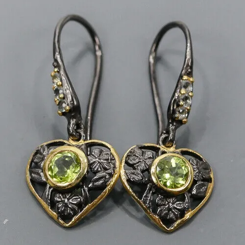 925 Artystyczne kolczyki naturalne oliwiny serce 2