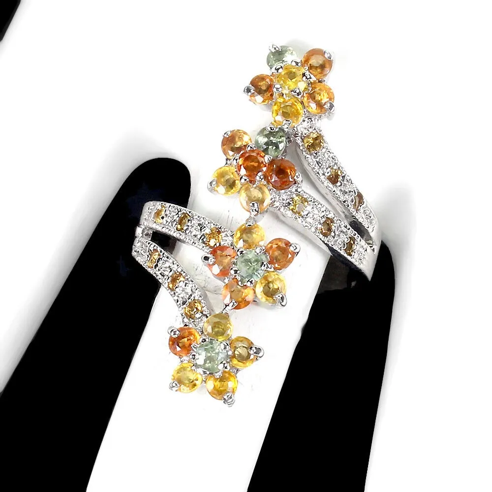 925 Pierścionek kwiat natural szafiry Songea r 19