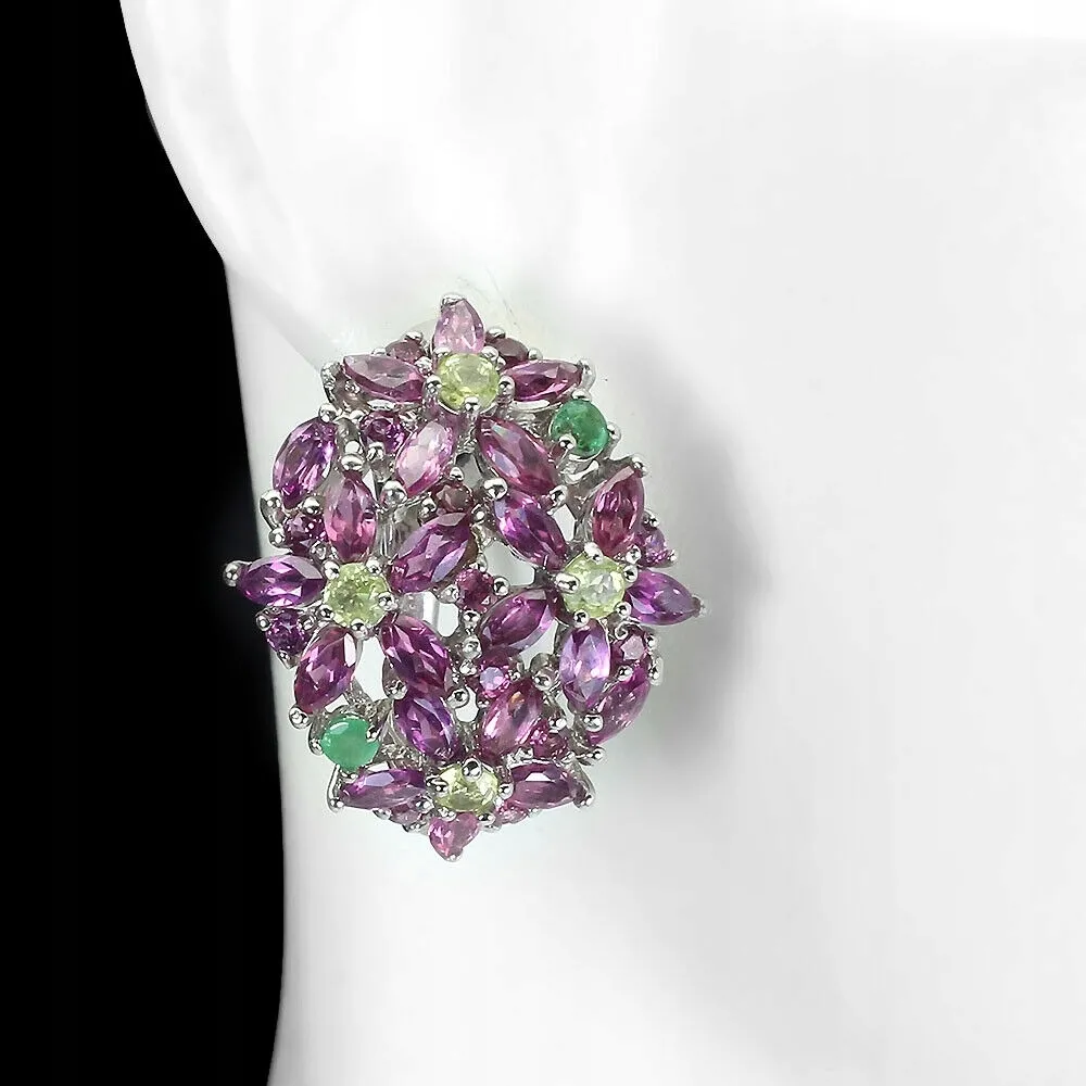 Kolczyki 925 naturalne oliwiny szmaragdy granaty 3