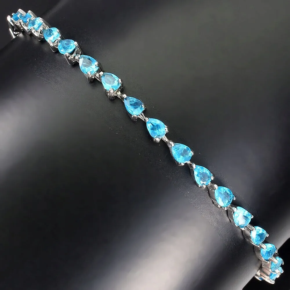 925 Bransoletka srebrna naturalne apatyty paraiba