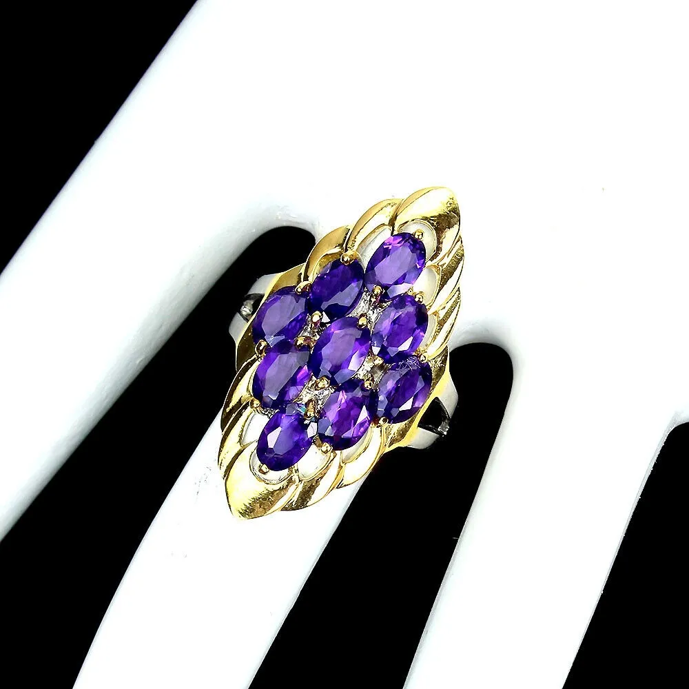 Piękny srebrny pierścionek naturalne ametysty r 14