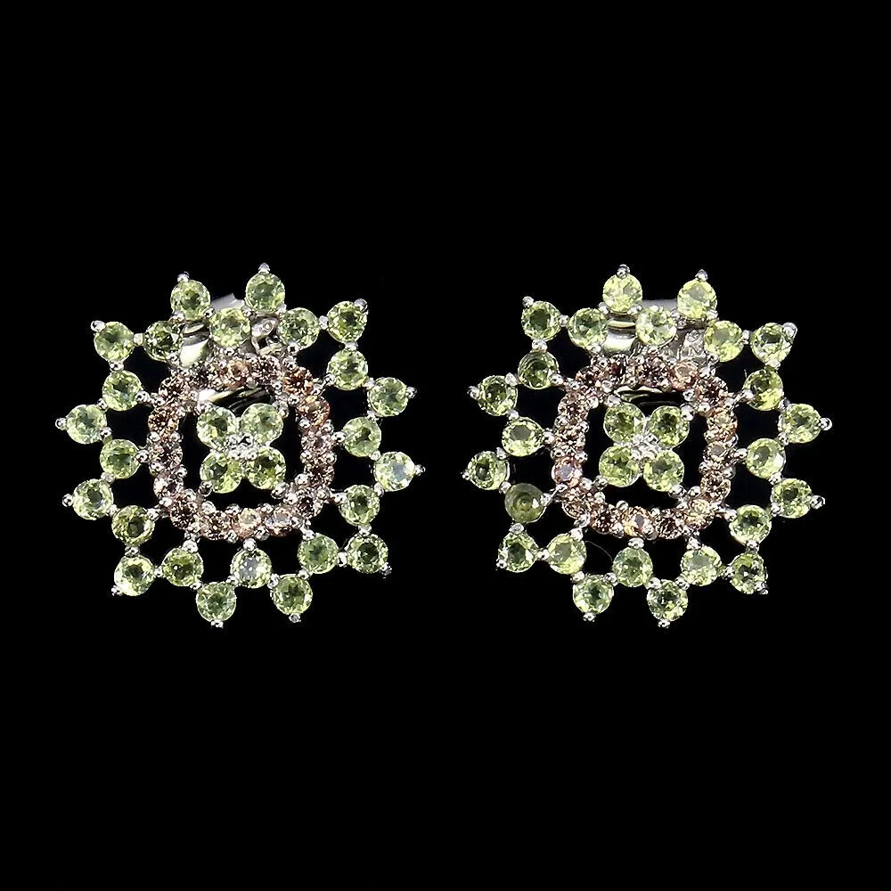 Srebro kolczyki naturalne oliwiny szafiry Songea 5