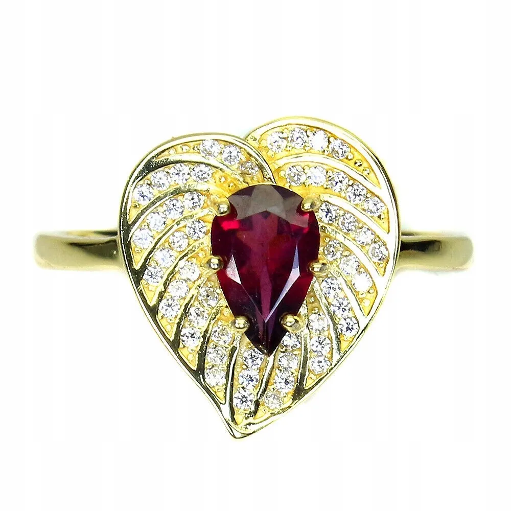 Pierścionek r 17 naturaln granat rodolit delikatny