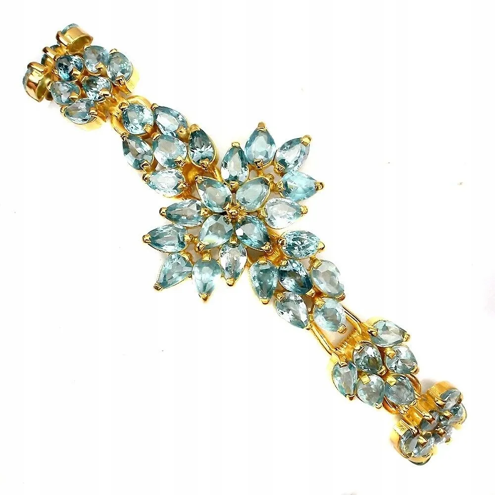 Srebrna bransoletka naturalne niebieskie cyrkony