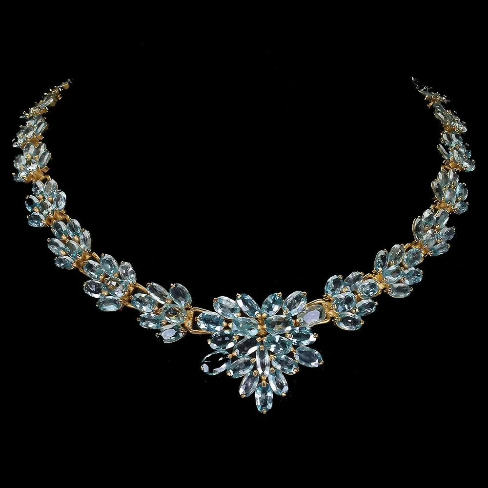 Srebro naszyjnik naturalne niebieskie cyrkony 800