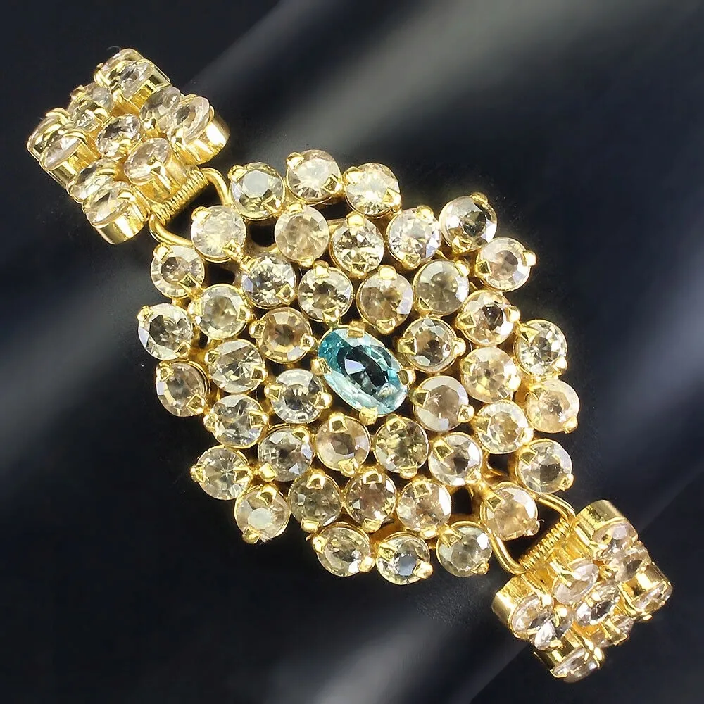 Bransoletka natural szampańskie cyrkony niebieski