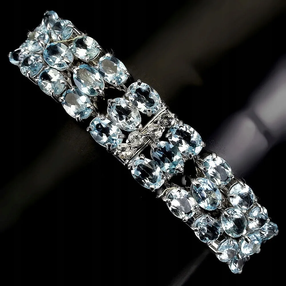 Srebro elegancka bransoletka naturalne topazy sky