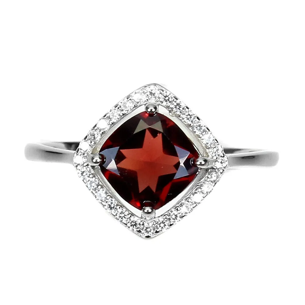 Pierścionek delikatny granat cyrkonie r 17 925