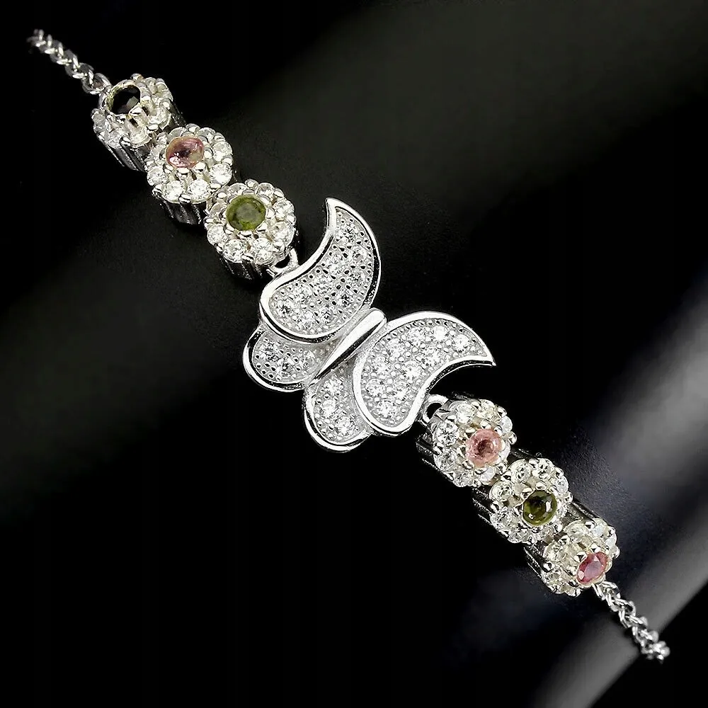 Bransoletka delikatna naturalne turmaliny motyl