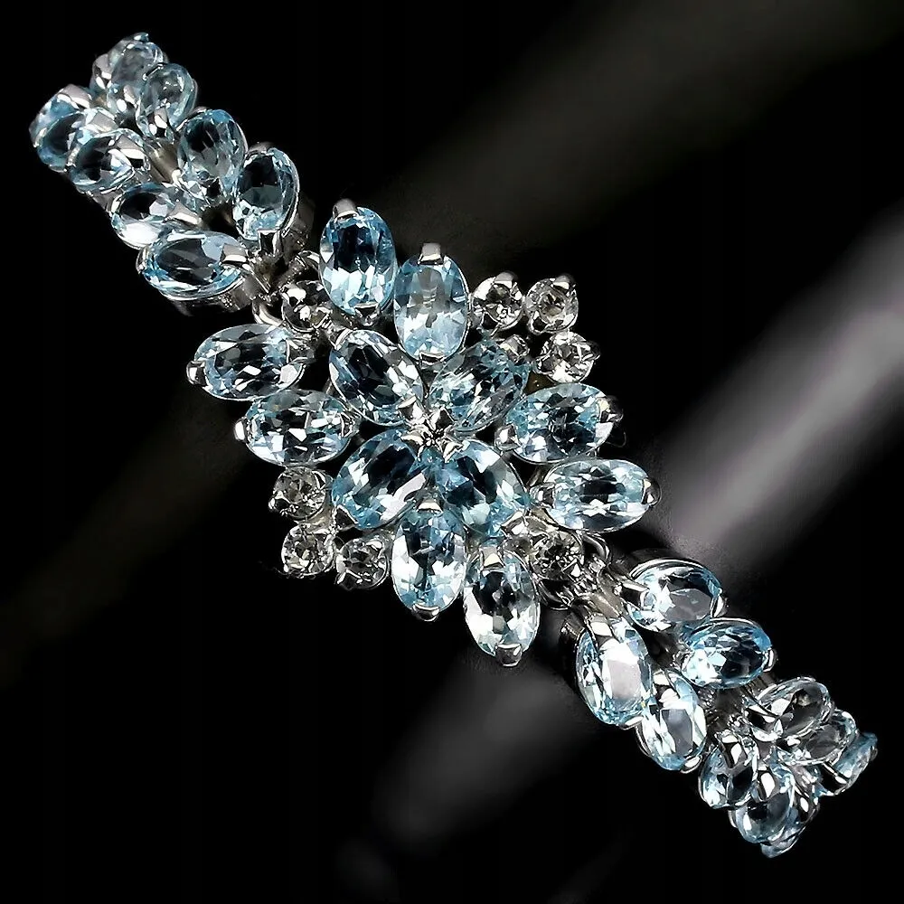 Elegancka bransoletka naturalne topazy sky białe