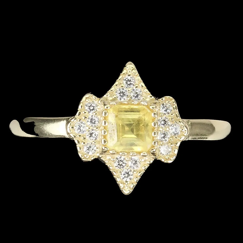 Delikatny pierścionek srebro 925 żółty szafir r 17