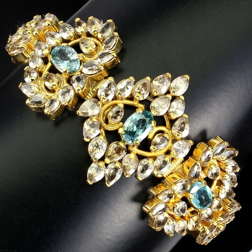 Bransoletka szampańskie cyrkony niebieskie natural