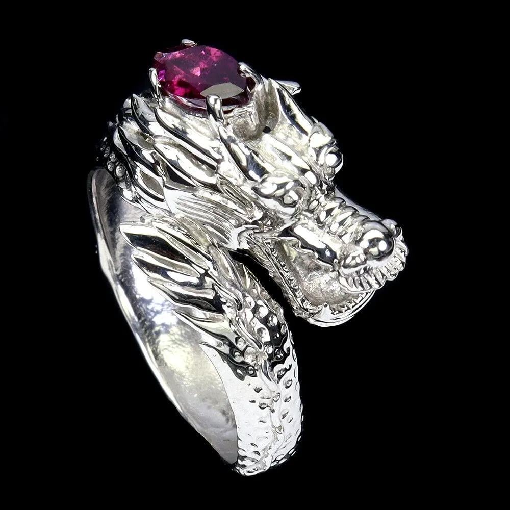 Pierścionek srebrny naturalny granat rodolit smok r 20