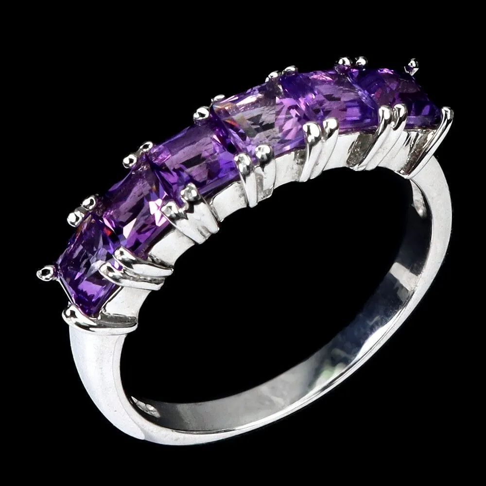 925 Pierścionek delikatny naturalne ametysty r 20