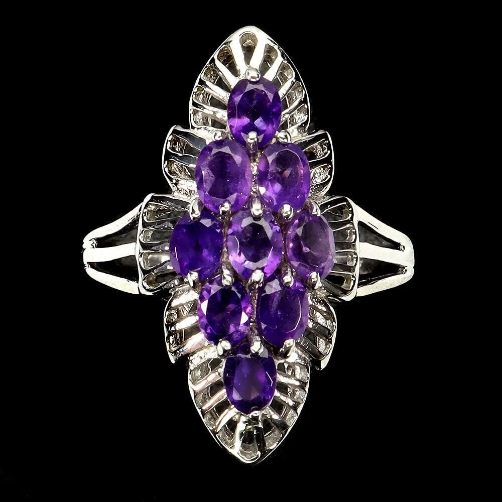 925 Piękny srebrny pierścionek r 17 naturalne ametysty