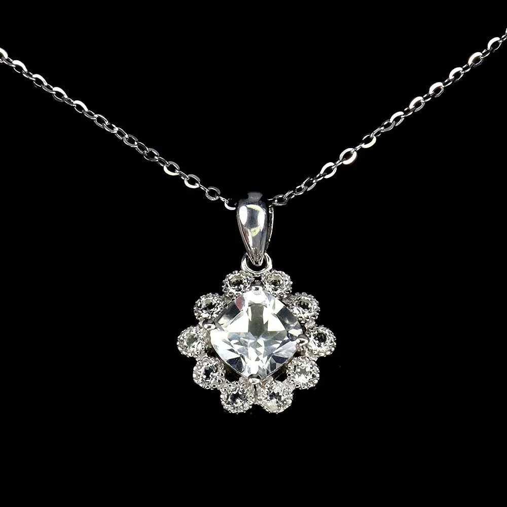 925 Srebro delikatny naszyjnik naturalne białe topazy