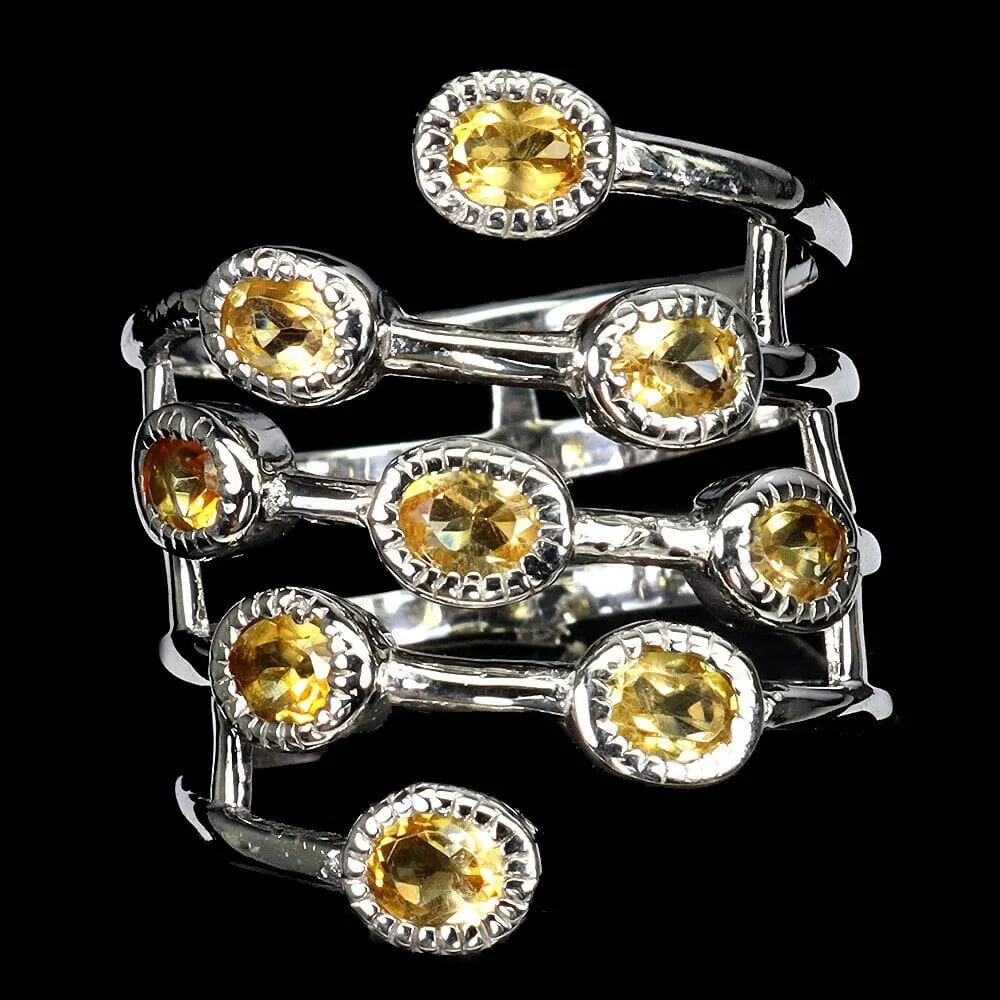 Pierścionek 925 srebrny naturalne cytryny r 14