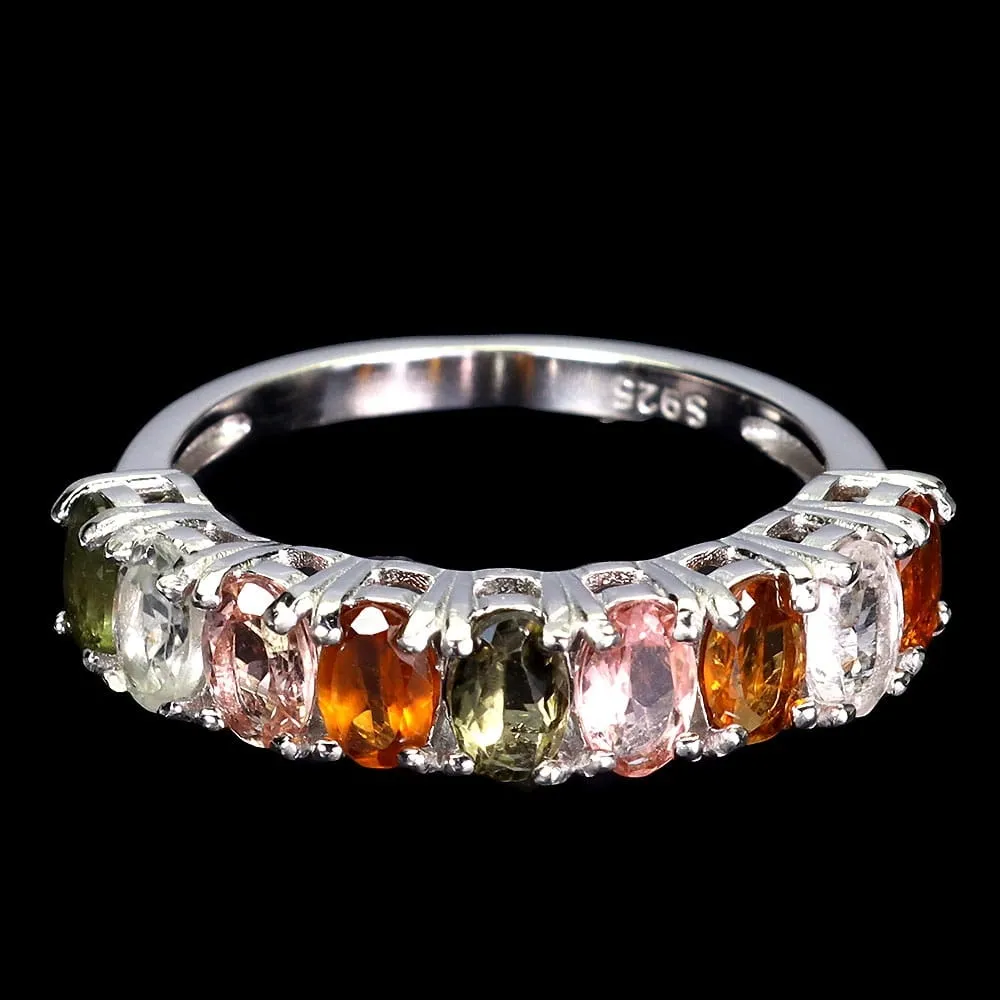 Delikatny pierścionek r 14.5 naturalne turmaliny 925