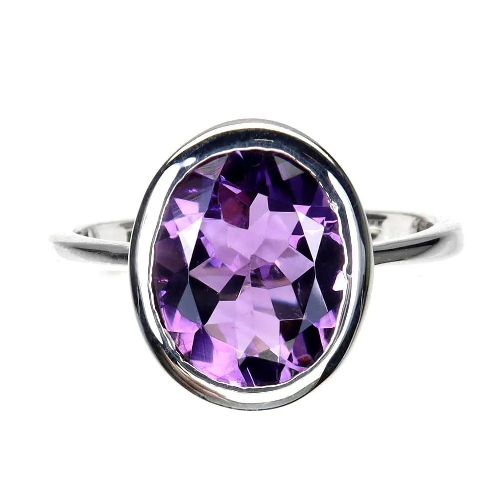 Delikatny srebrny pierścionek 925 naturalny ametyst r 17