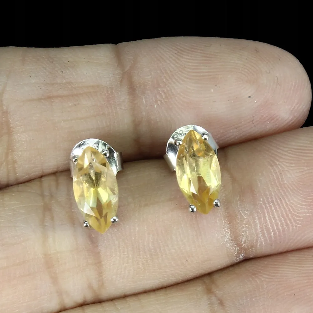 Srebrne delikatne kolczyki naturalne cytryny 925 3