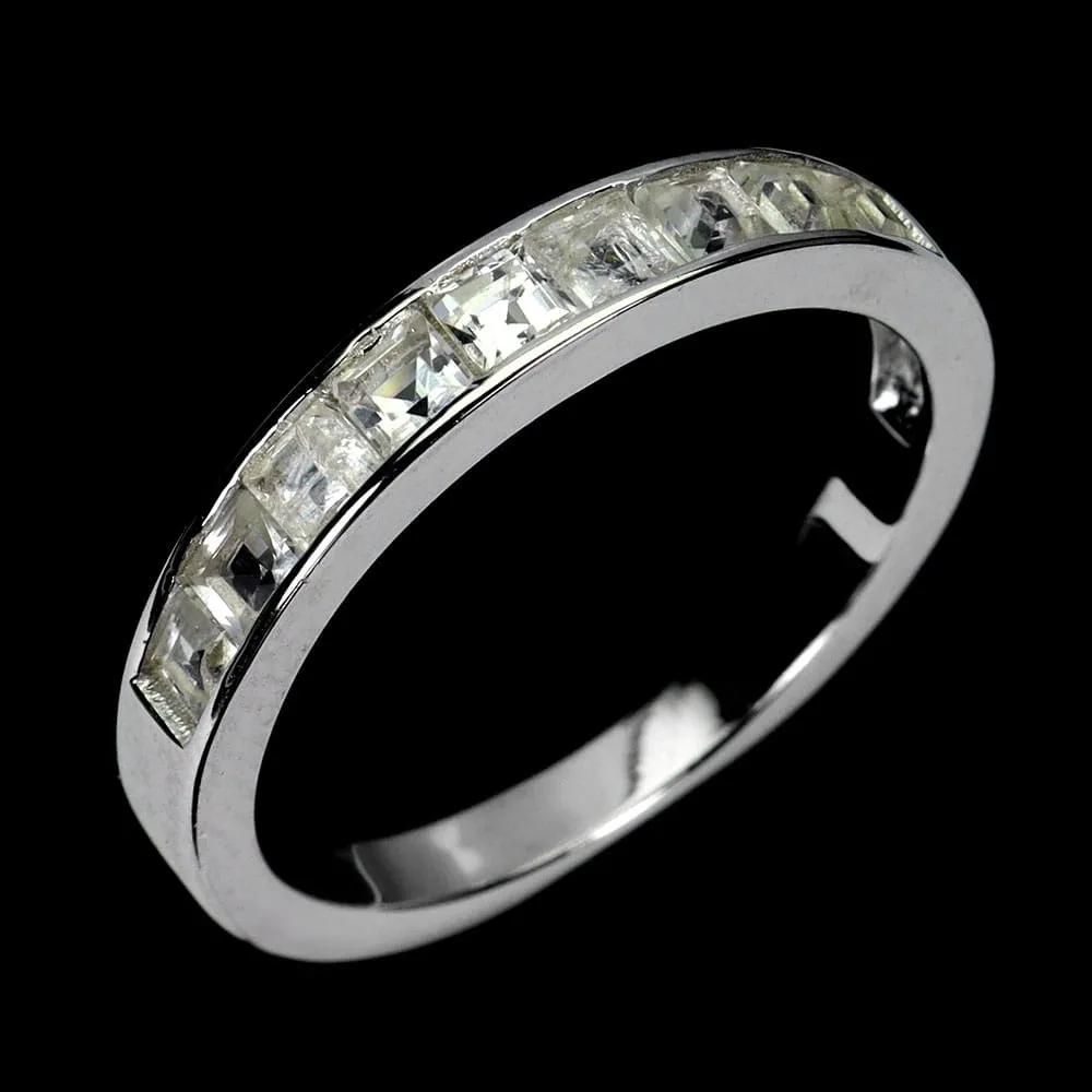 Srebrny delikatny elegancki pierścionek naturalne białe topazy r 16.5