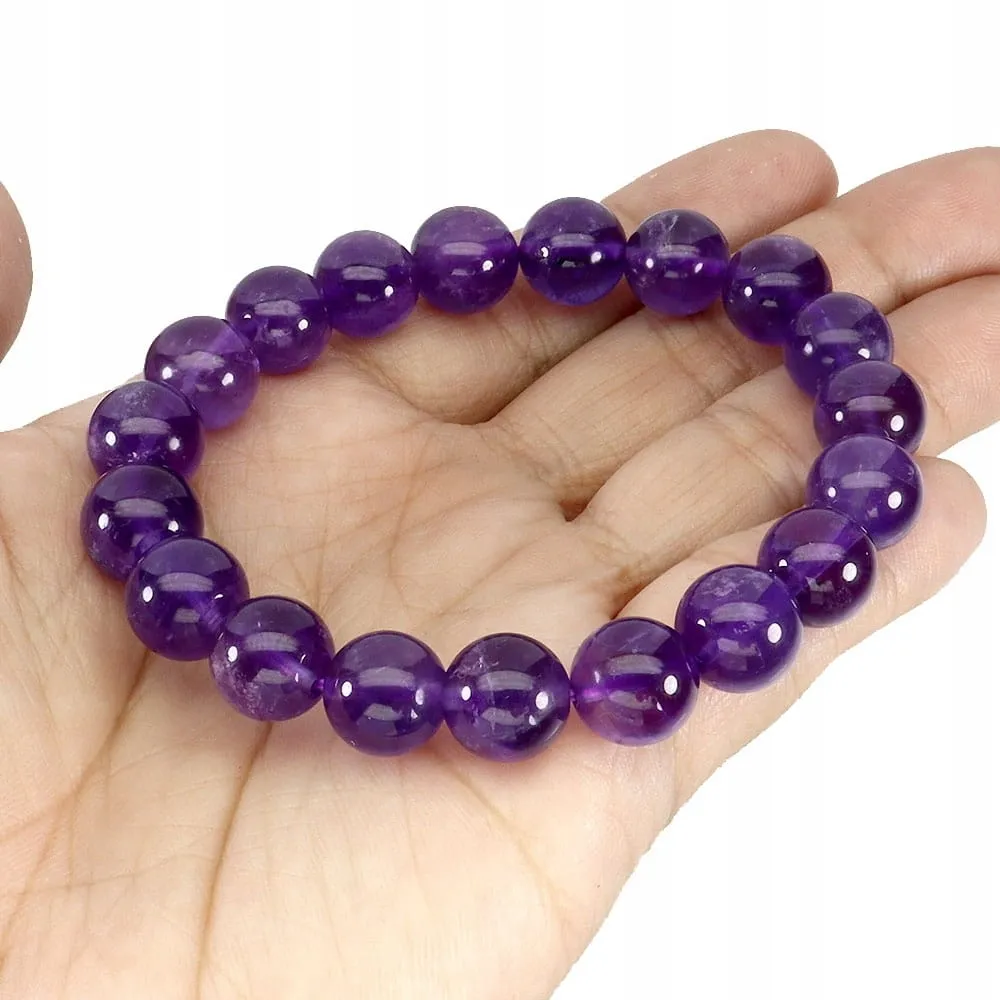 Artystyczna piękna bransoletka naturalne ametysty