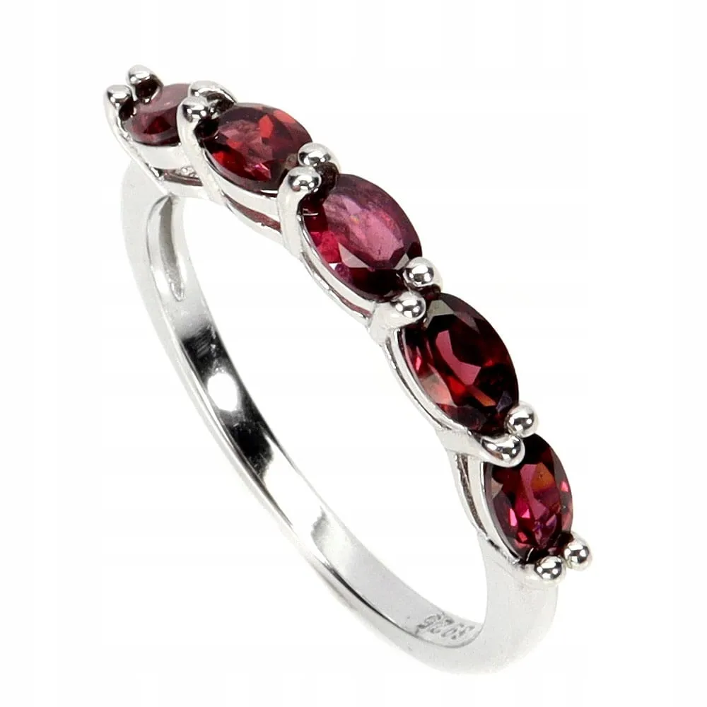 925 Pierścionek r 19 delikatny srebrny naturalne granaty rodolity