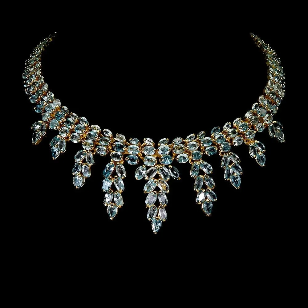 925 Srebrny zjawiskowy elegancki naszyjnik naturalne niebieskie cyrkony