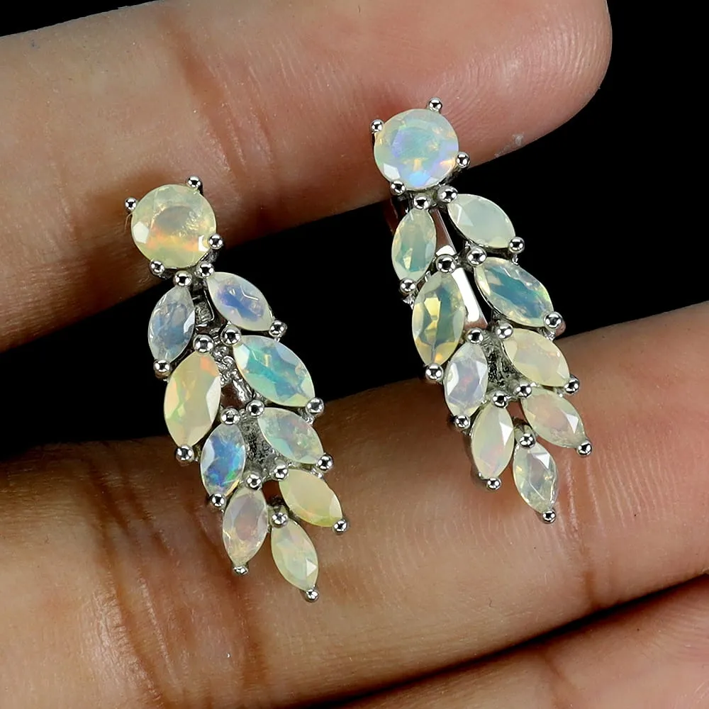 Piękne delikatne eleganckie kolczyki 925 naturalne opale ogniste 3