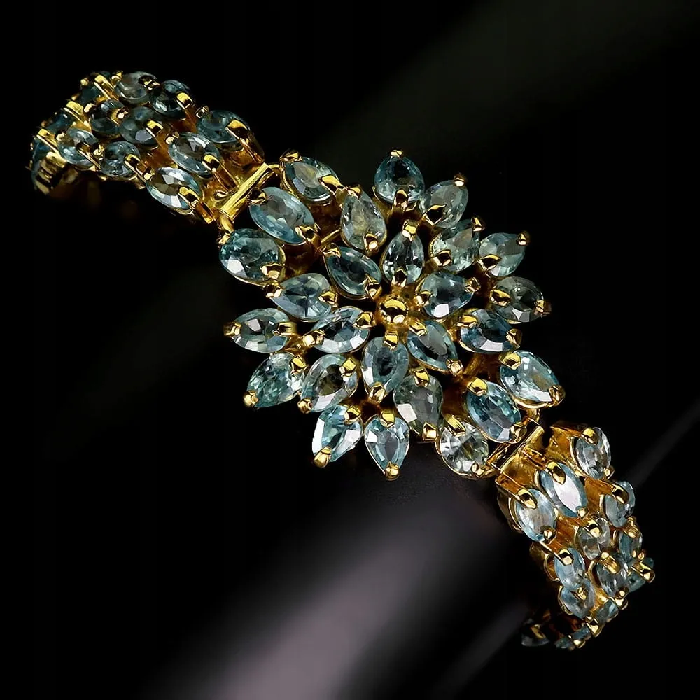 925 Bransoletka naturalne niebieskie cyrkony srebrna zjawiskowa