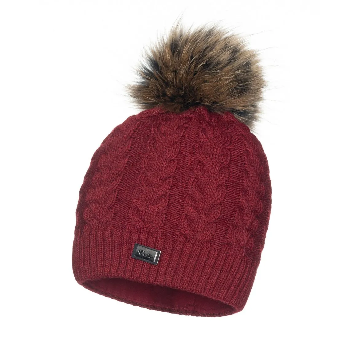 Jasnoszara damska czapka wełniana z naturalnym pomponem, świetna na zimę