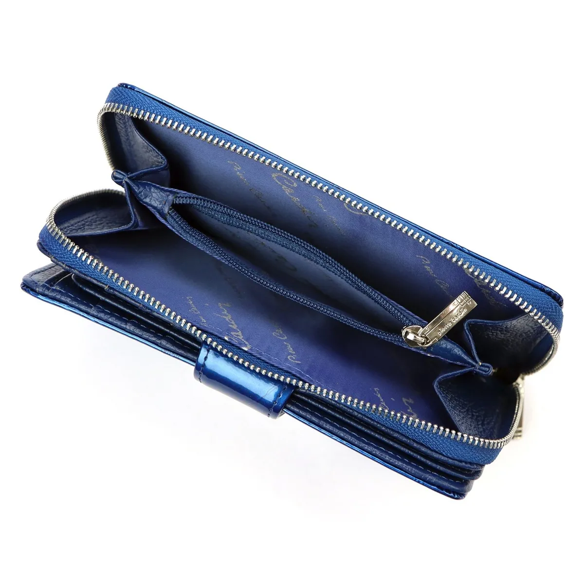 Duża portmonetka damska Pierre Cardin z motywem liści, zamykana na mocny zatrzask