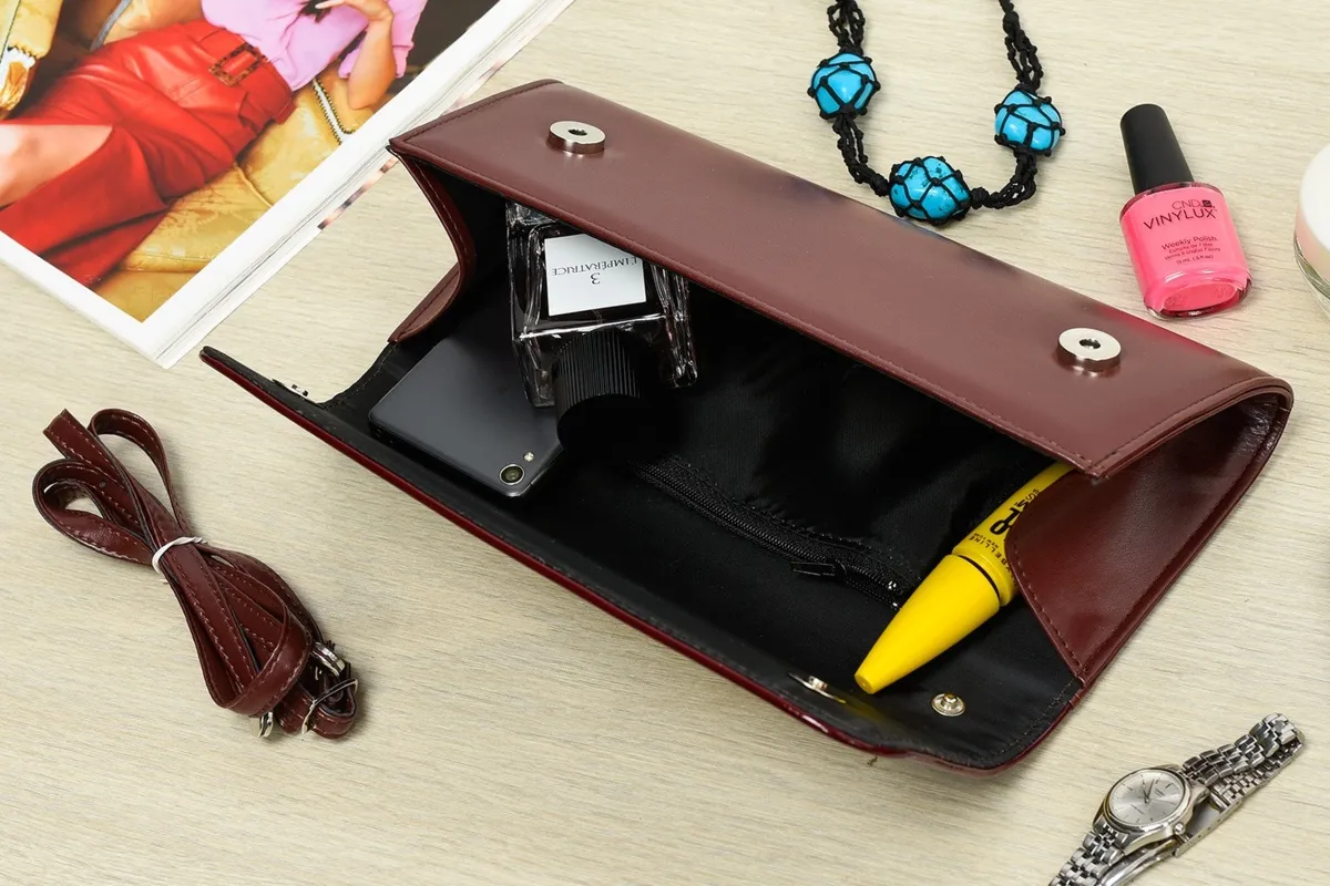 Bordowa Damska Torebka Kopertówka wieczorowa Beltimore W20