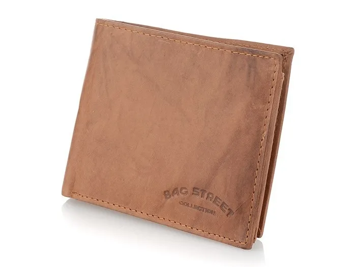 Beżowy, fabrycznie postarzanyportfel ze skóry naturalnej dla mężczyzn, model 992C Bag Street 553