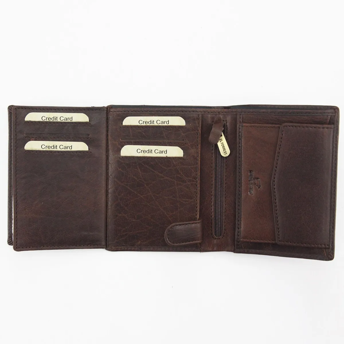 Pionowy składany Skórzany męski portfel przegrody kieszeń EL FORREST RFID