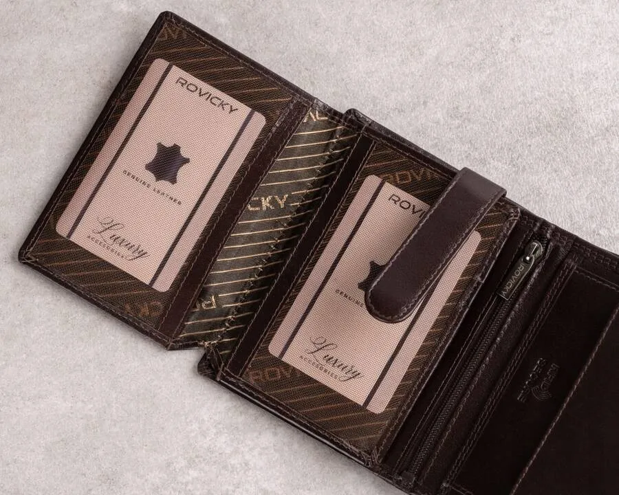 Elegancki męski portfel z brązowej skóry naturalnej, minimalistyczny design