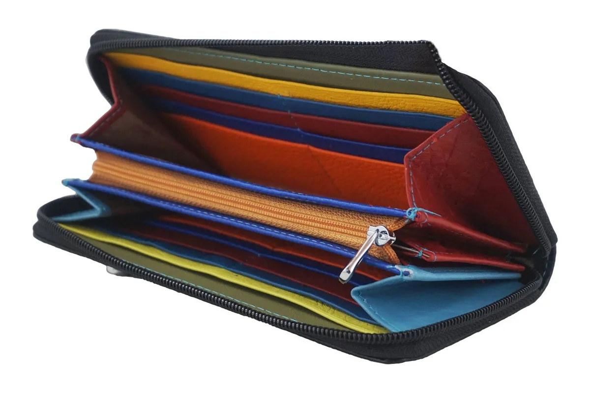 Czerwony portfel z zabezpieczeniem RFID wykonany ze skóry licowej, praktyczny dodatek